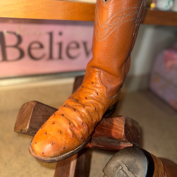 Justin Boots Women’s Full Quill Ostrich Western Cowboy Boots 7 EUC - Picture 2 of 8